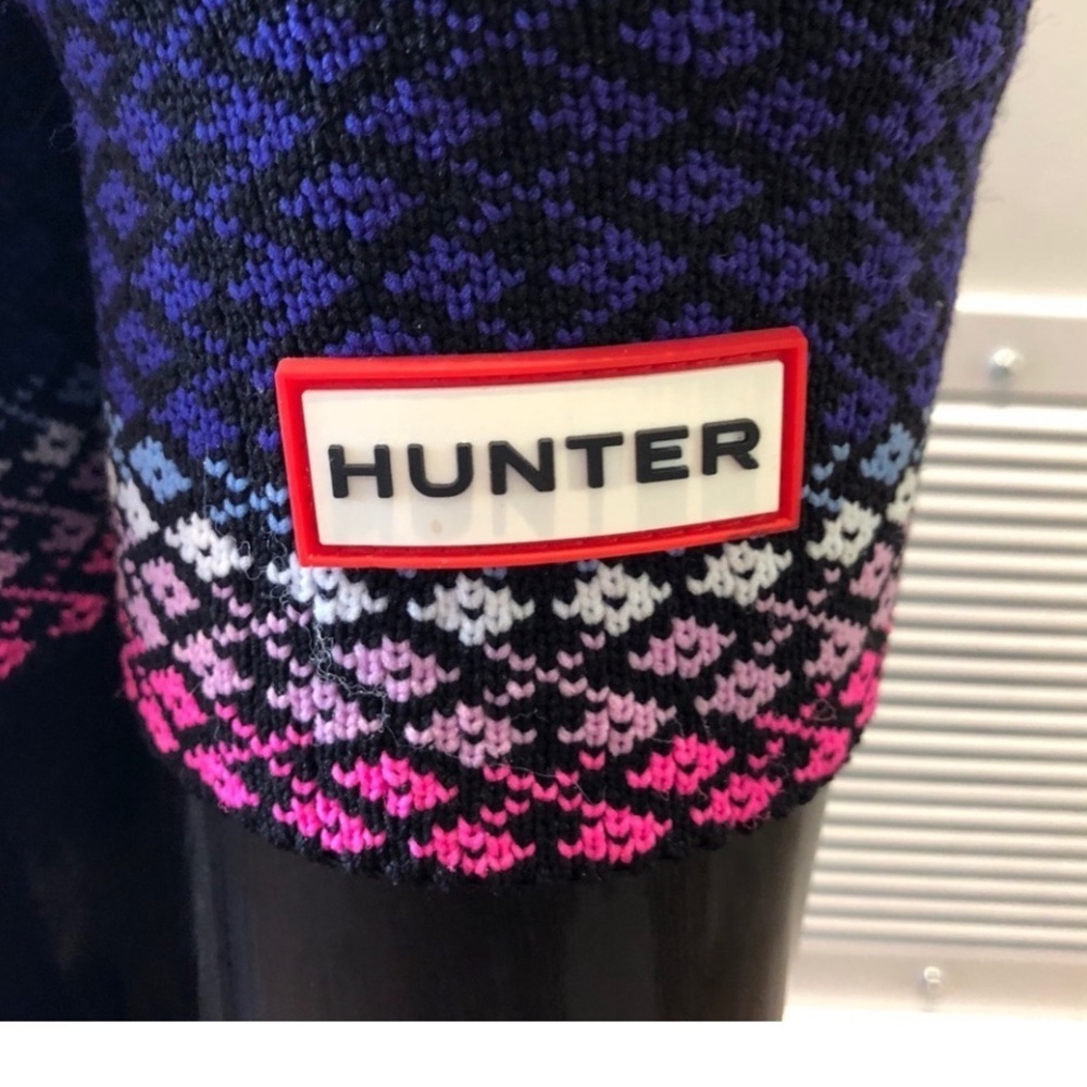 HUNTER Tall Fleece Boot Socks Fair Isle Size 5-7 like new - Picture 3 of 7